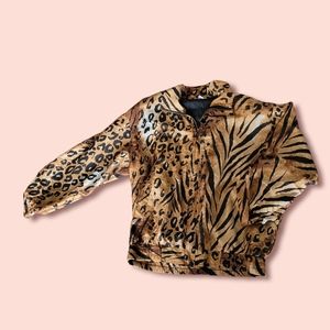 M silk animal print windbreaker casual jacket fuda international